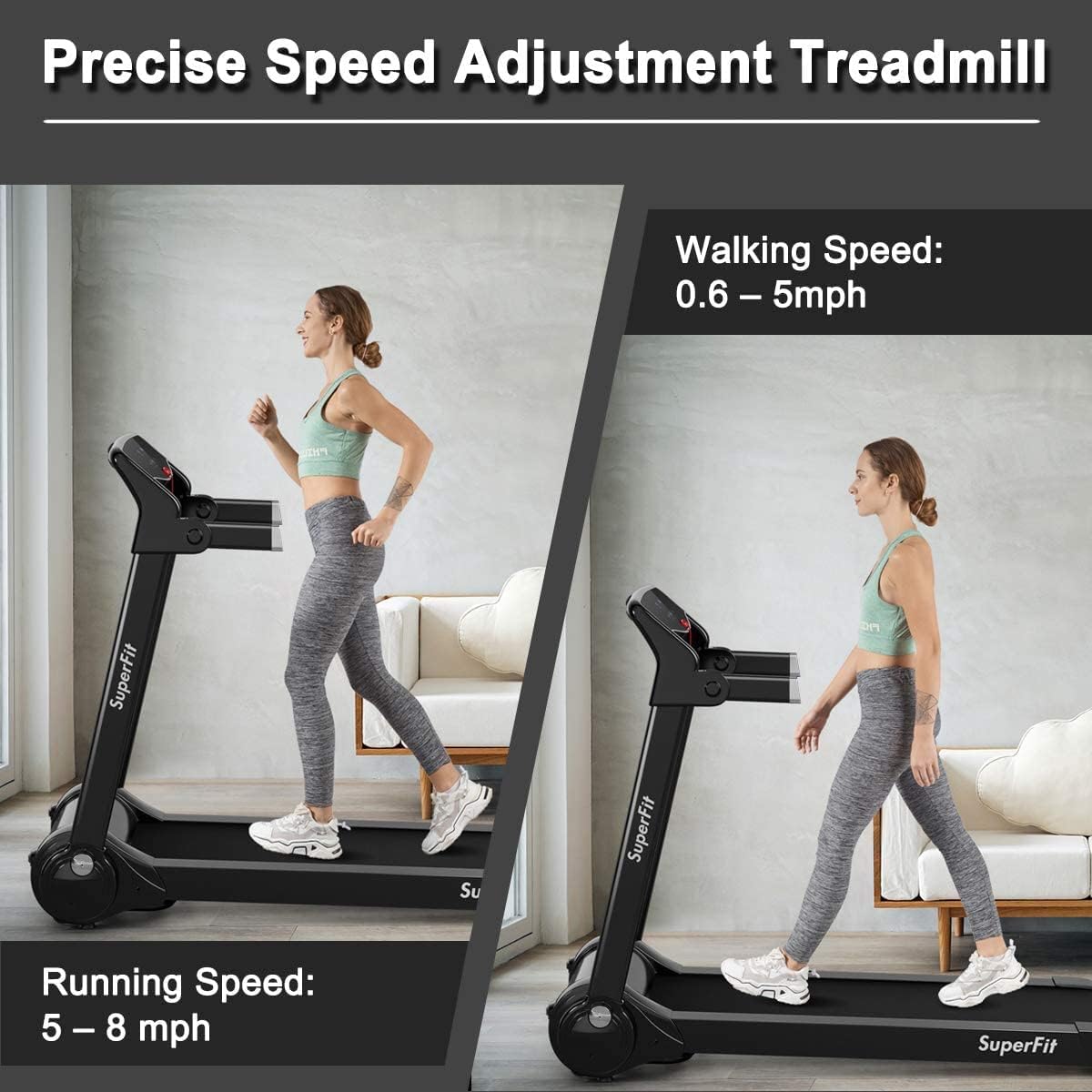 Topment Folding Treadmill, 3.0HP Electric Treadmill with APP Control, HD Digital Touch Screen, Retractable Device Holder and Speakers, Compact Walking Running Machine (Silver + Black)