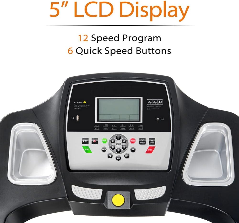 Foldable Treadmills for Home Folding Electric Treadmill Motorized Running Machine with Manual Incline and Hydraulic Rod Mechanism Cardio Training w/Wheels, Safety Key,EKG Grip Pulse Sensor