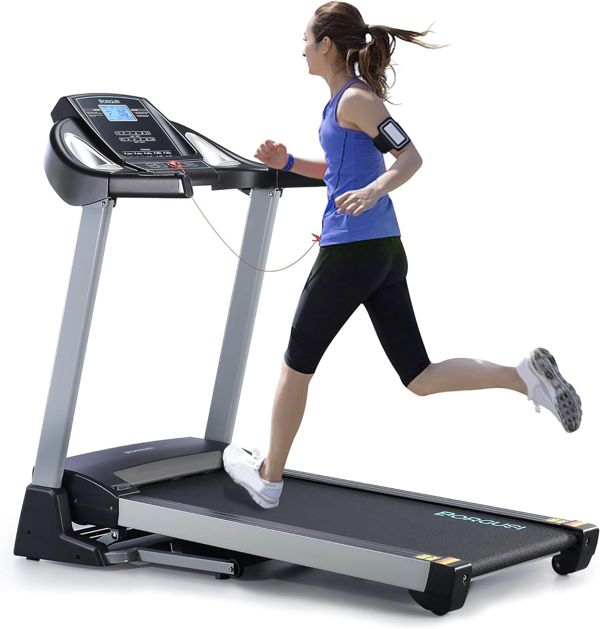 BORGUSI 15% Auto Incline Treadmill with 20" Wide Tread Belt, 350 LBS Capacity, 3.5 HP, Speeds Up to 10 MPH, Folding Treadmill with 15 Preset Programs LCD Display