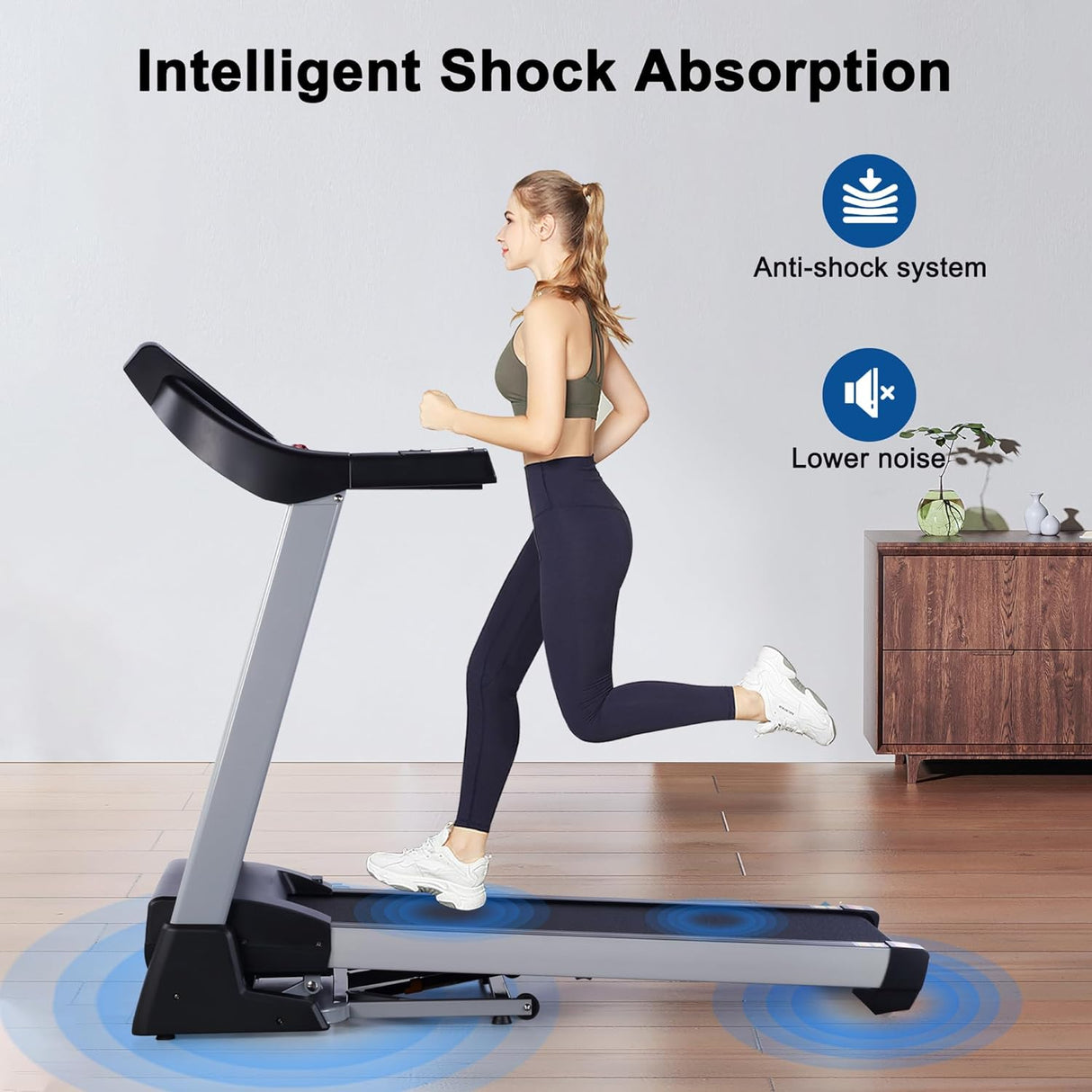 BORGUSI Auto Incline Treadmill, 300/350LBS Capacity, 17.5"/20" Wide Electric Folding Treadmill Max 8.5/10 MPH Speed, Running Machine with Bluetooth Speaker