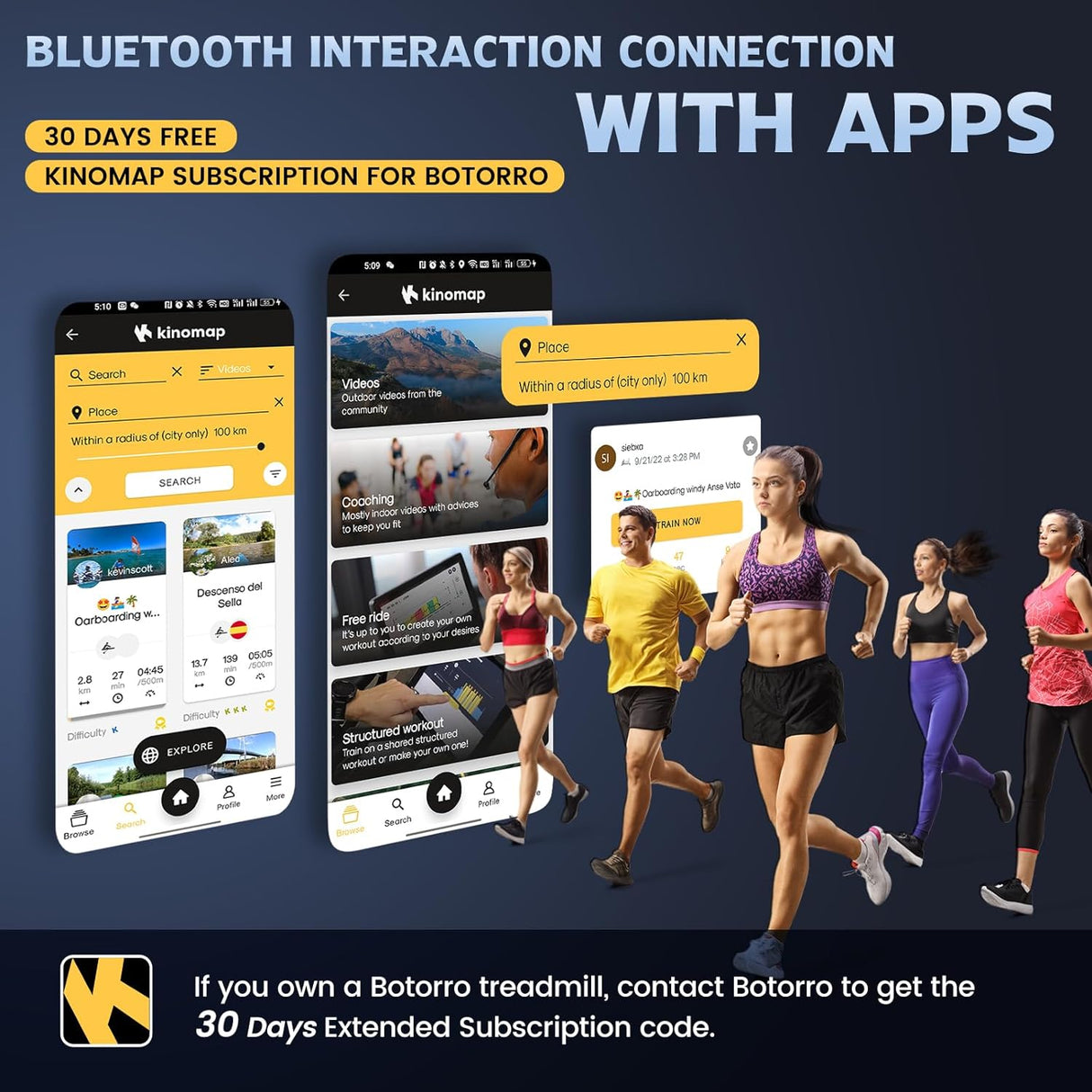 BOTORRO R5 Foldable Treadmill, 265Lbs Load | R7 Treadmill for Home with Incline 18 Levels, 300Lbs Capacity Treadmill, LED Touching Screen with Bluetooth and 18 Programs, 30 Days Free Kinomap