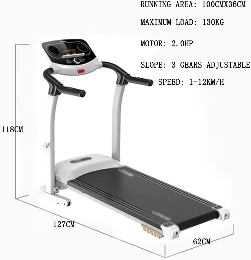 Folding Treadmill with Incline 2.0HP 12KM/H Electric Treadmill for Home Foldable, Bluetooth Music Cup Holder Heart Rate Sensor Walking Running Machine