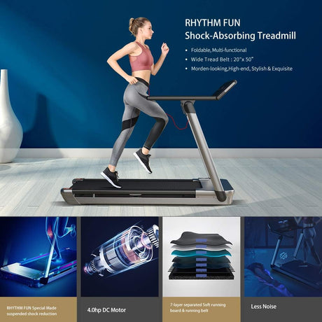 RHYTHM FUN Shock Absorbing Treadmill and Ab Roller with Knee Pad