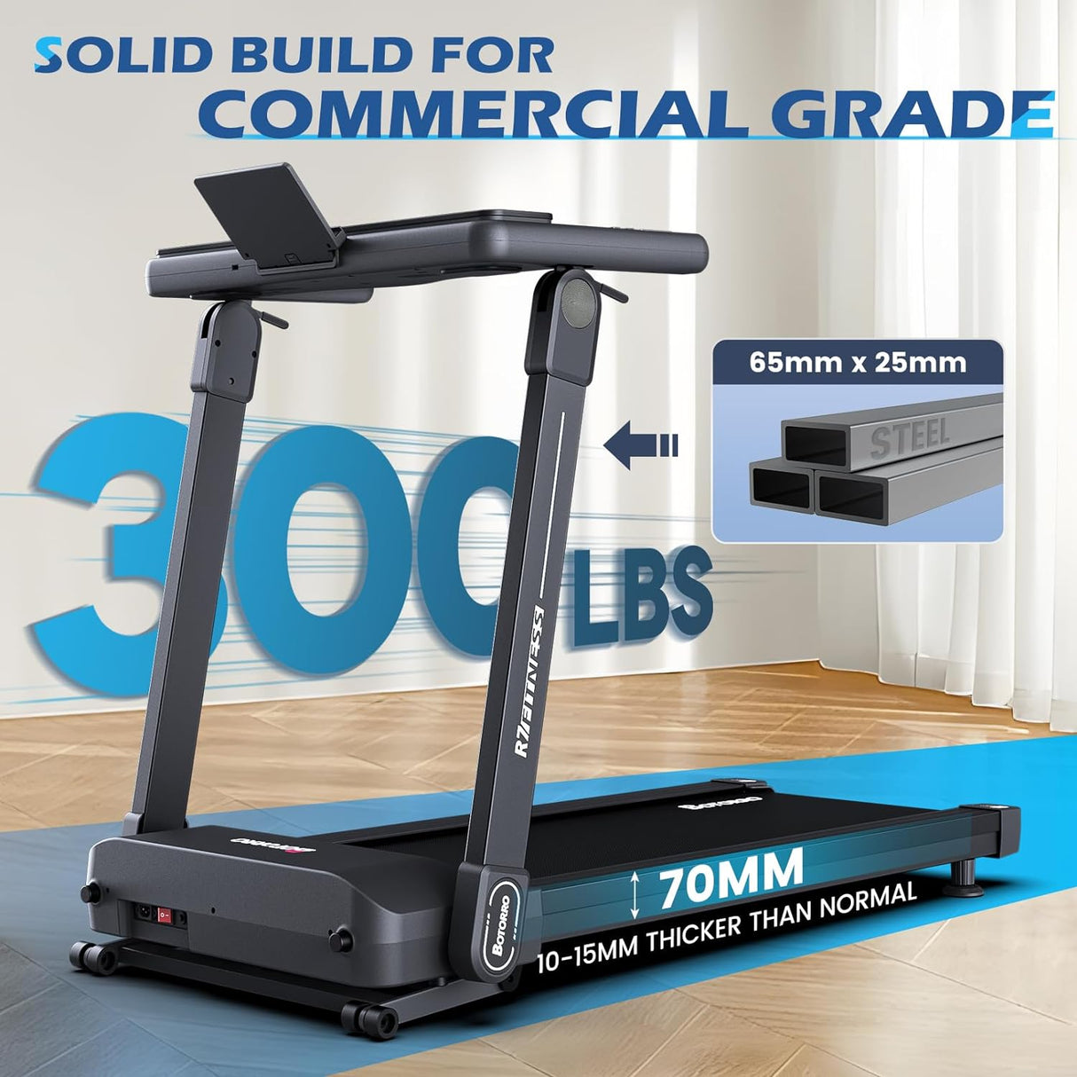 BOTORRO R5 Foldable Treadmill, 265Lbs Load | R7 Treadmill for Home with Incline 18 Levels, 300Lbs Capacity Treadmill, LED Touching Screen with Bluetooth and 18 Programs, 30 Days Free Kinomap