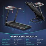 Goplus 4.75HP Folding Treadmill with 15% Auto Incline, Electric Superfit Treadmill w/Voice and APP Control, 20 Preset Programs, LED Touch Screen, Walking Jogging Running Machine for Home Office