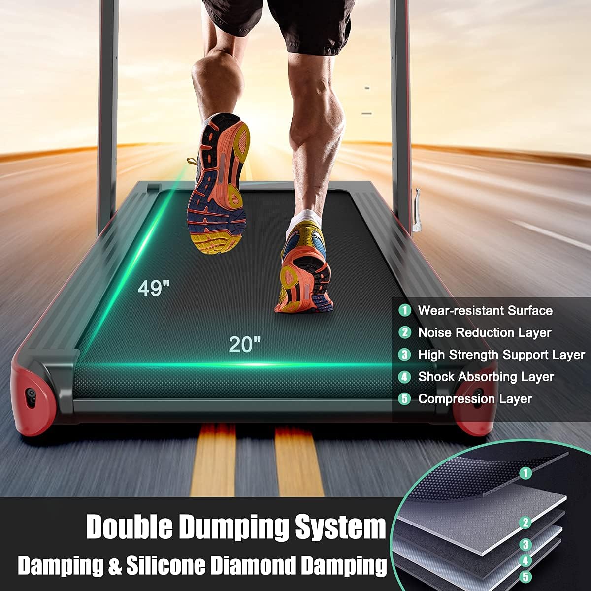 Goplus 2 in 1 Folding Treadmill, 4.75HP Superfit Under Desk Electric Treadmill with APP Control, LED Touch Screen, Blue Tooth Speaker, Remote Control, Walking Jogging for Home Office