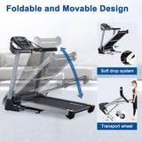 BORGUSI 15% Auto Incline Treadmill with 20" Wide Tread Belt, 350 LBS Capacity, 3.5 HP, Speeds Up to 10 MPH, Folding Treadmill with 15 Preset Programs LCD Display