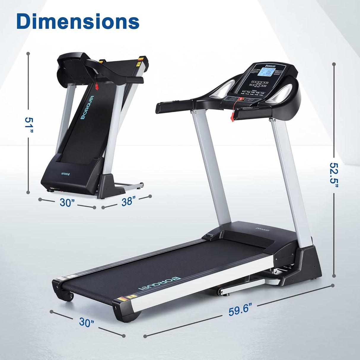 BORGUSI 15% Auto Incline Treadmill with Bluetooth Speaker, 20" Wide 3.5HP Folding Electric Treadmill with LCD Display Easy Assembly Running Walking Exercise Machine for Home Use, 350 LBS Capacity