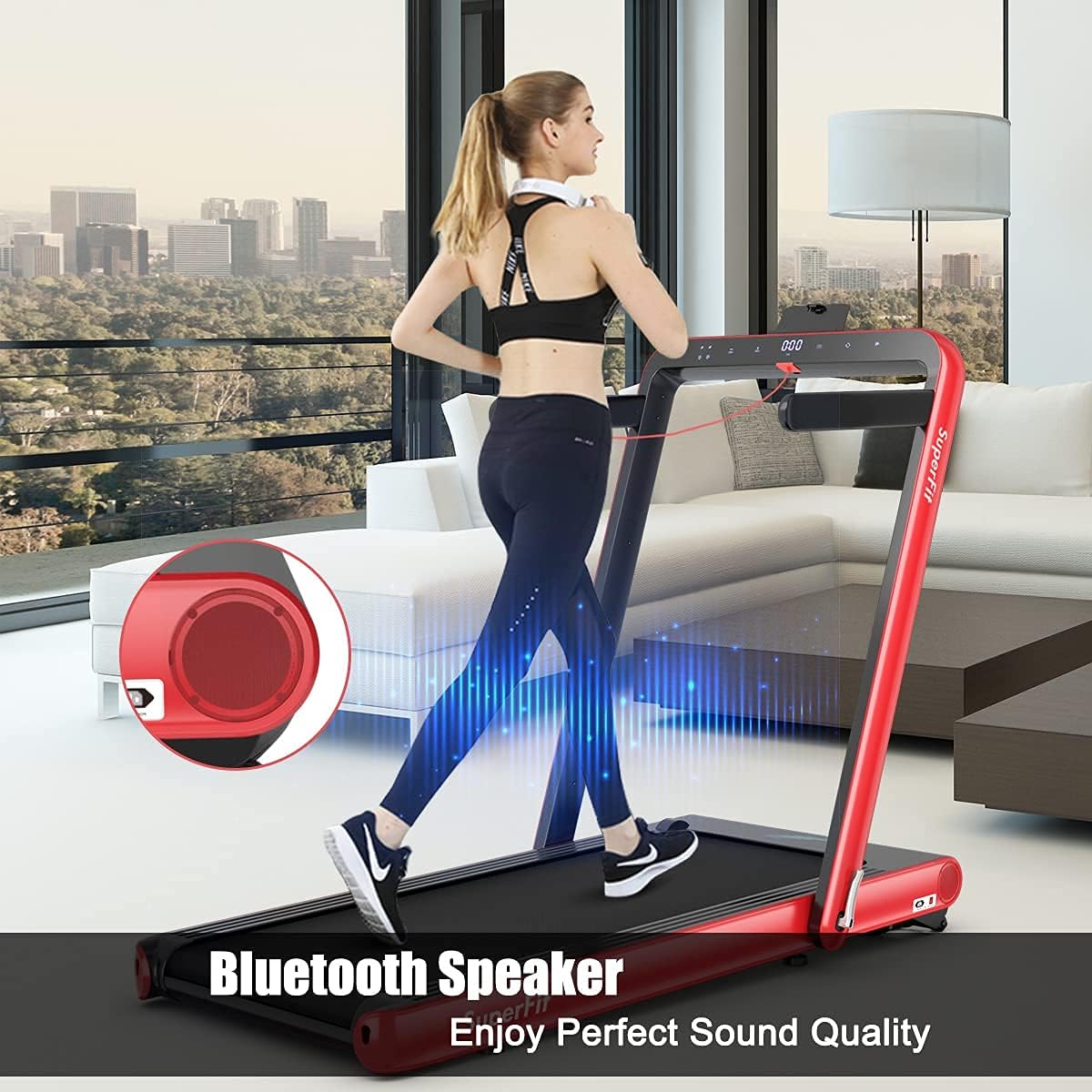 Goplus 2 in 1 Folding Treadmill, 4.75HP Superfit Under Desk Electric Treadmill with APP Control, LED Touch Screen, Blue Tooth Speaker, Remote Control, Walking Jogging for Home Office