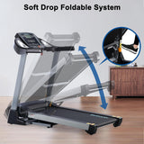BORGUSI Auto Incline Treadmill, 300/350LBS Capacity, 17.5"/20" Wide Electric Folding Treadmill Max 8.5/10 MPH Speed, Running Machine with Bluetooth Speaker